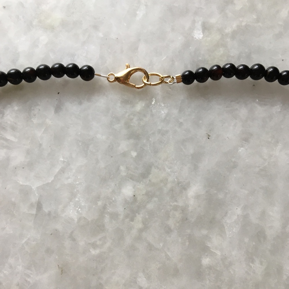 Peace Necklace | Handcrafted with black onyx and black agate beaded 18” necklace - Picture 12 of 16